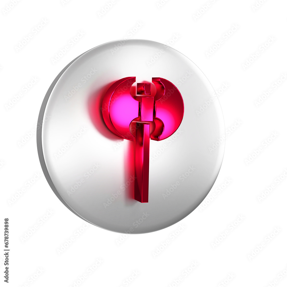 Poster red medieval axe icon isolated on transparent background. battle axe, executioner axe. medieval weap