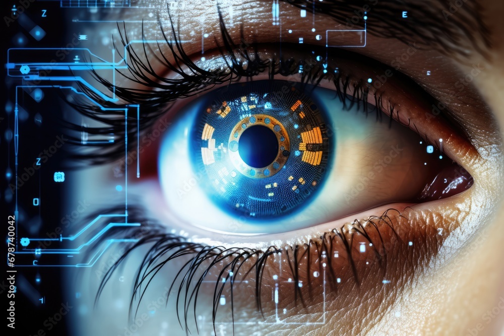 Poster scan futuristic vision eye access future technology biometric identification digital secure view