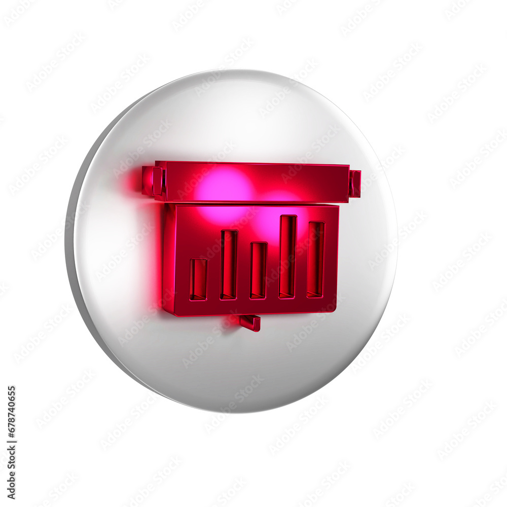 Poster red board with graph chart icon isolated on transparent background. report text file icon. accountin