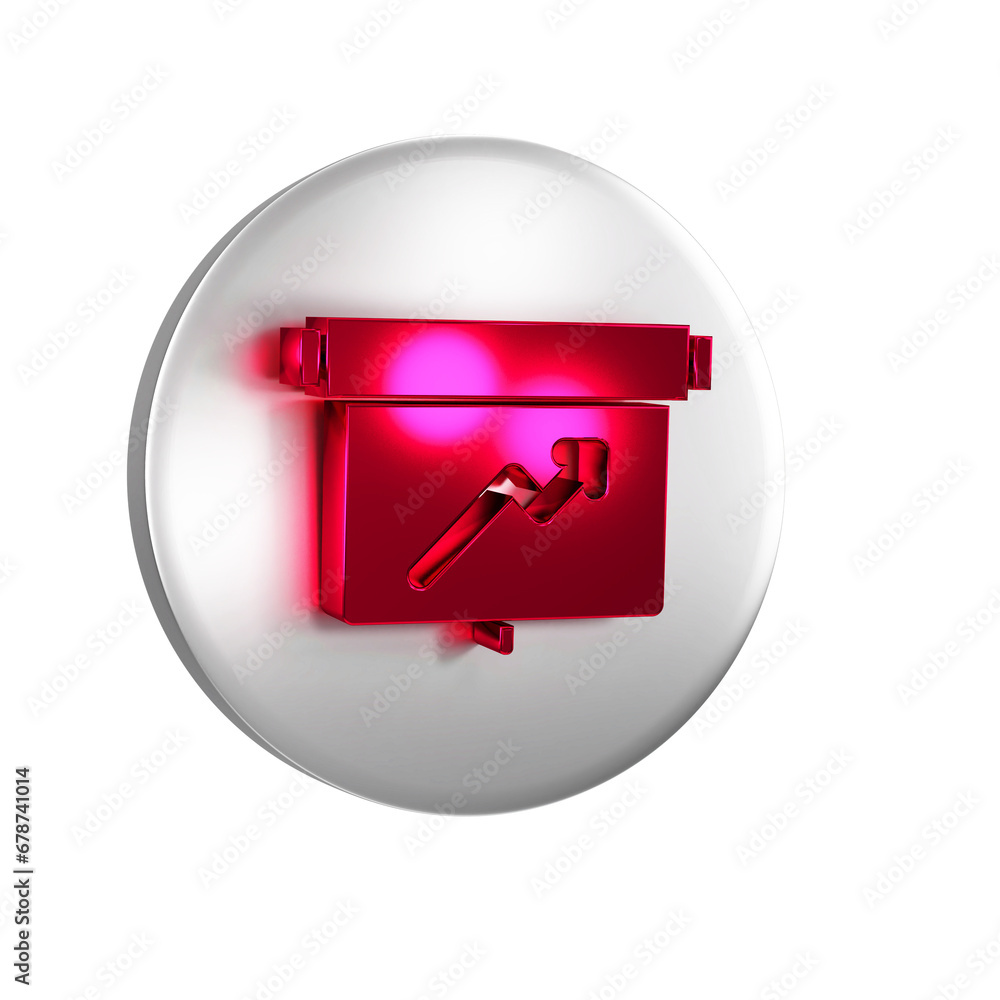 Poster red board with graph chart icon isolated on transparent background. report text file icon. accountin