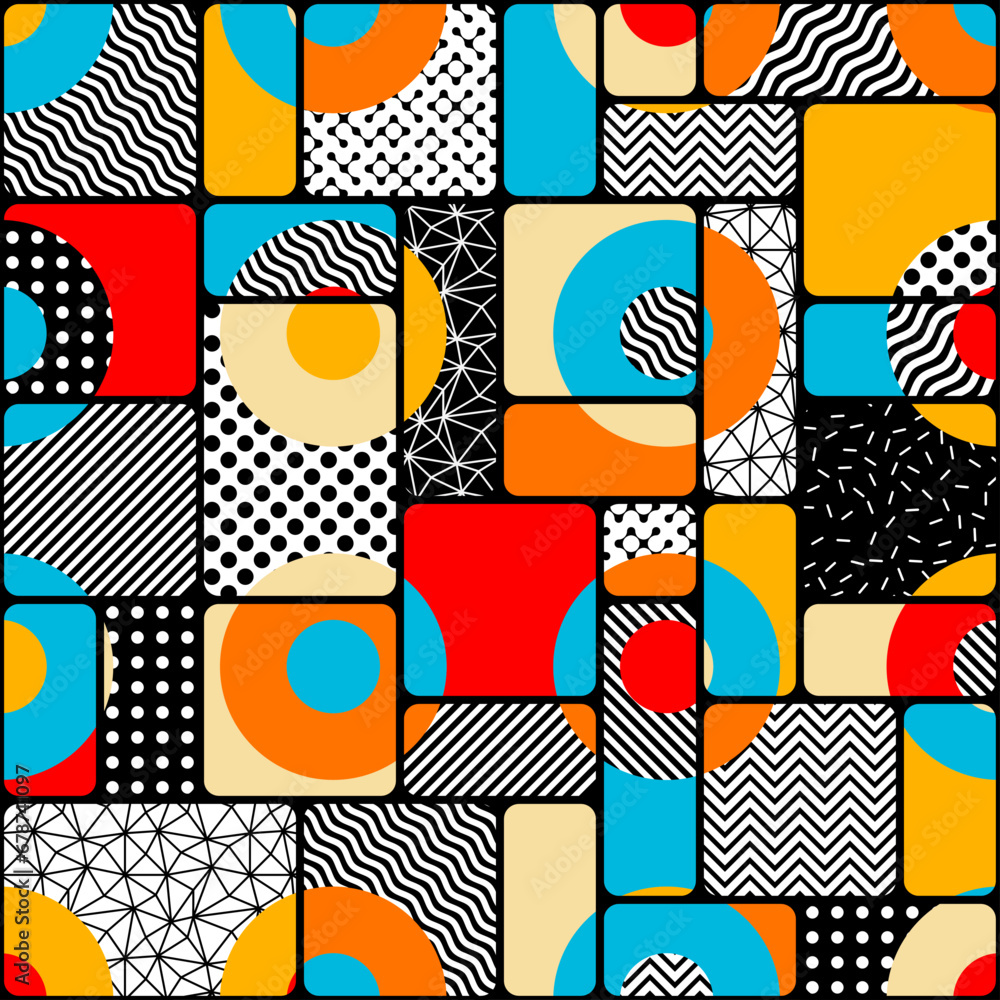 Poster Geometric abstract pattern retro style. Seamless vector pattern.