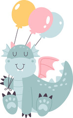 Dragon Baby With Balloons