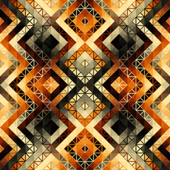 Colorful Aztec Fabric, Wallpaper and Home Decor. Abstract seamless tileable pattern. Triangles aztec background. Vector image.