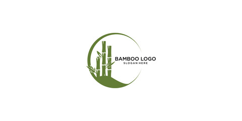 Creative bamboo logo design template with unique concept| premium vector