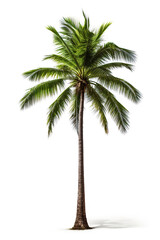 Coconut palm Tree tropical, isolated on white background. With clipping path. Full depth of field. Focus stacking.