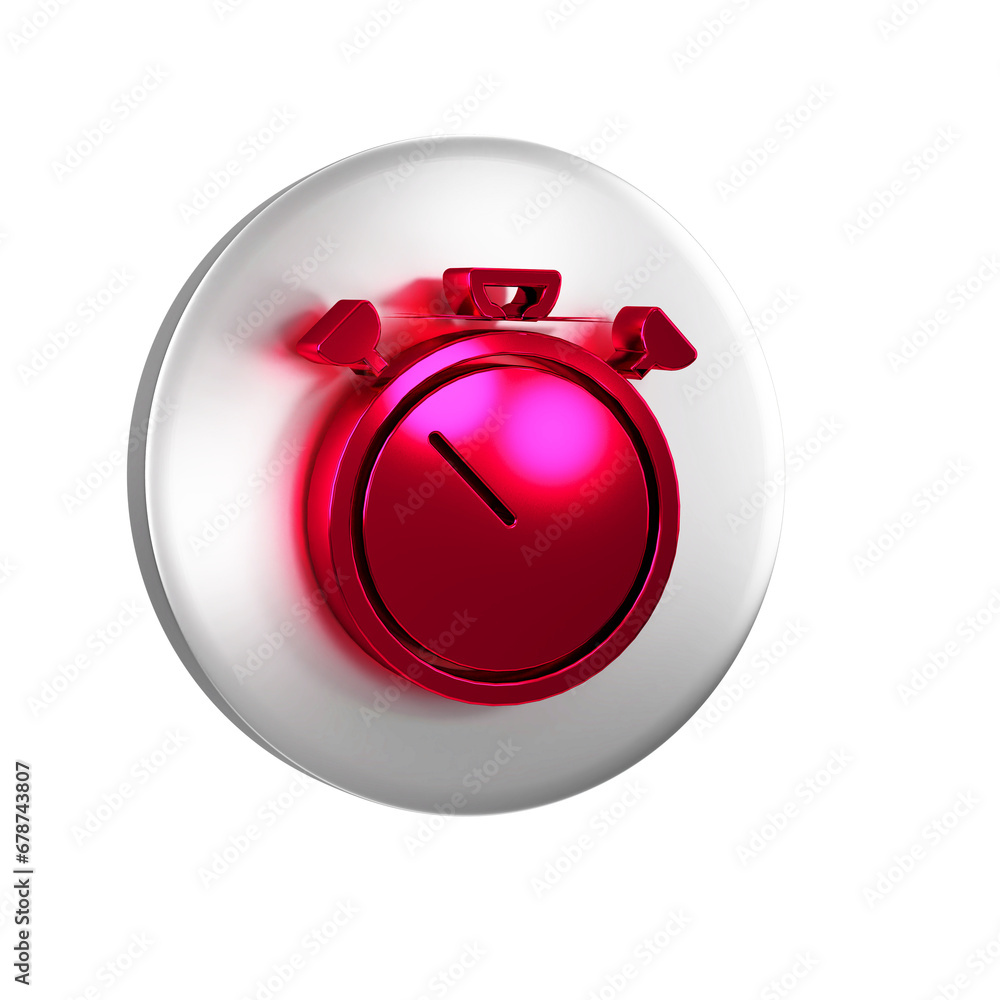 Poster red stopwatch icon isolated on transparent background. time timer sign. chronometer sign. silver cir