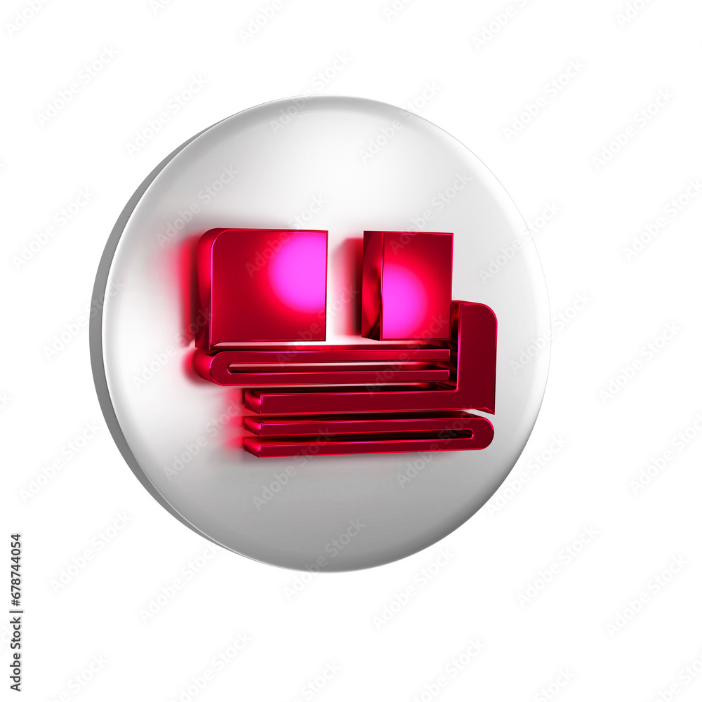 Aufkleber red towel stack icon isolated on transparent background. silver circle button.