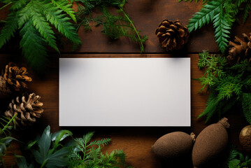 Empty mockup minimal layout of business card on a background with a plant