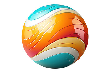  kids bright striped ball isolated on PNG Background. Generative Ai.