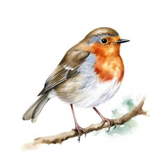 Charming Robin Bird Watercolor Illustration