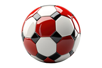 Fototapeta premium Football championship Design banner. Illustration banner with logo Realistic red glossy soccer ball isolated on PNG Background. Generative Ai.