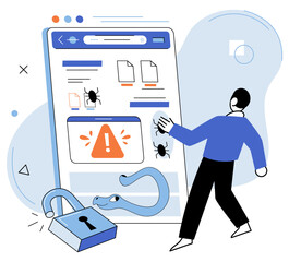 Information privacy. Vector illustration. Documents containing private datrequire strict confidentiality measures In cyberspace, identification protocols ensure secure and authenticated access