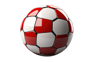 Fototapeta premium Football championship Design banner. Illustration banner with logo Realistic red glossy soccer ball isolated on PNG Background. Generative Ai.