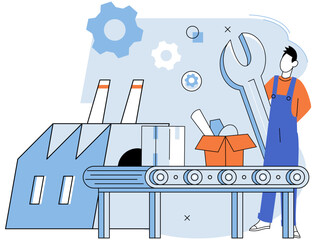 Fototapeta premium Manufacturer model. Vector illustration. Industrial manufacturing relies on advanced technology for efficient production The startup focuses on innovative engineering and design Effective