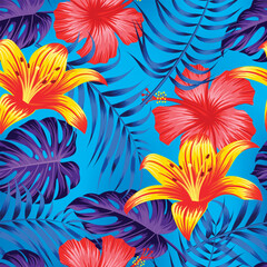Fototapeta na wymiar Floral seamless pattern with leaves. tropical background 