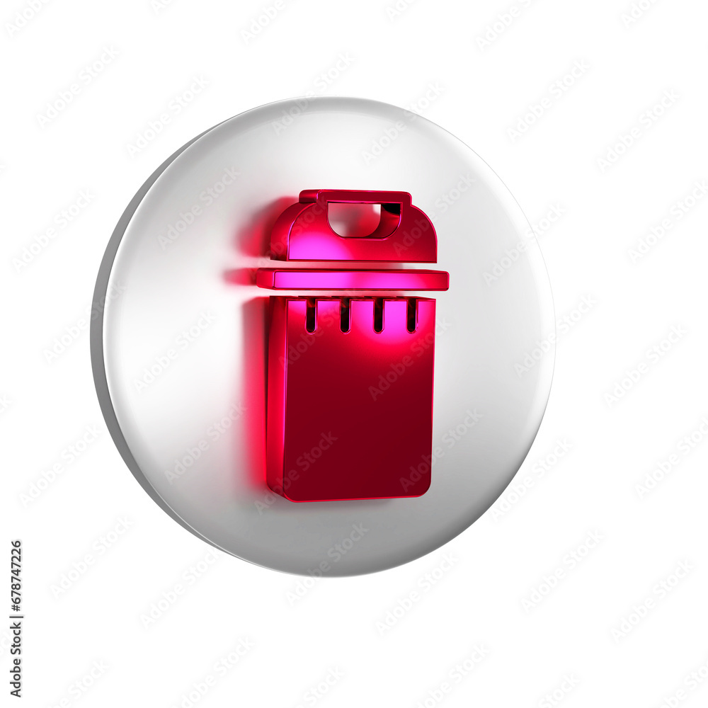 Poster red trash can icon isolated on transparent background. garbage bin sign. recycle basket icon. office