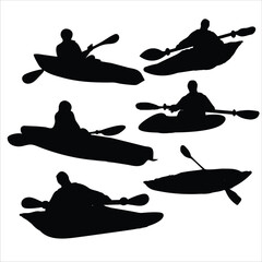 kayaking vector bundle kayak, sport, vector, silhouette, boat, - obrazy, fototapety, plakaty