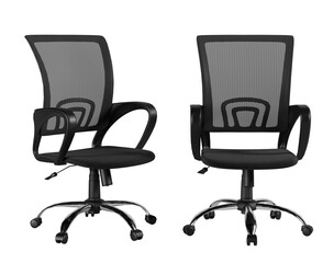 Office chairs isolated or office chair with adjustable armrest. 