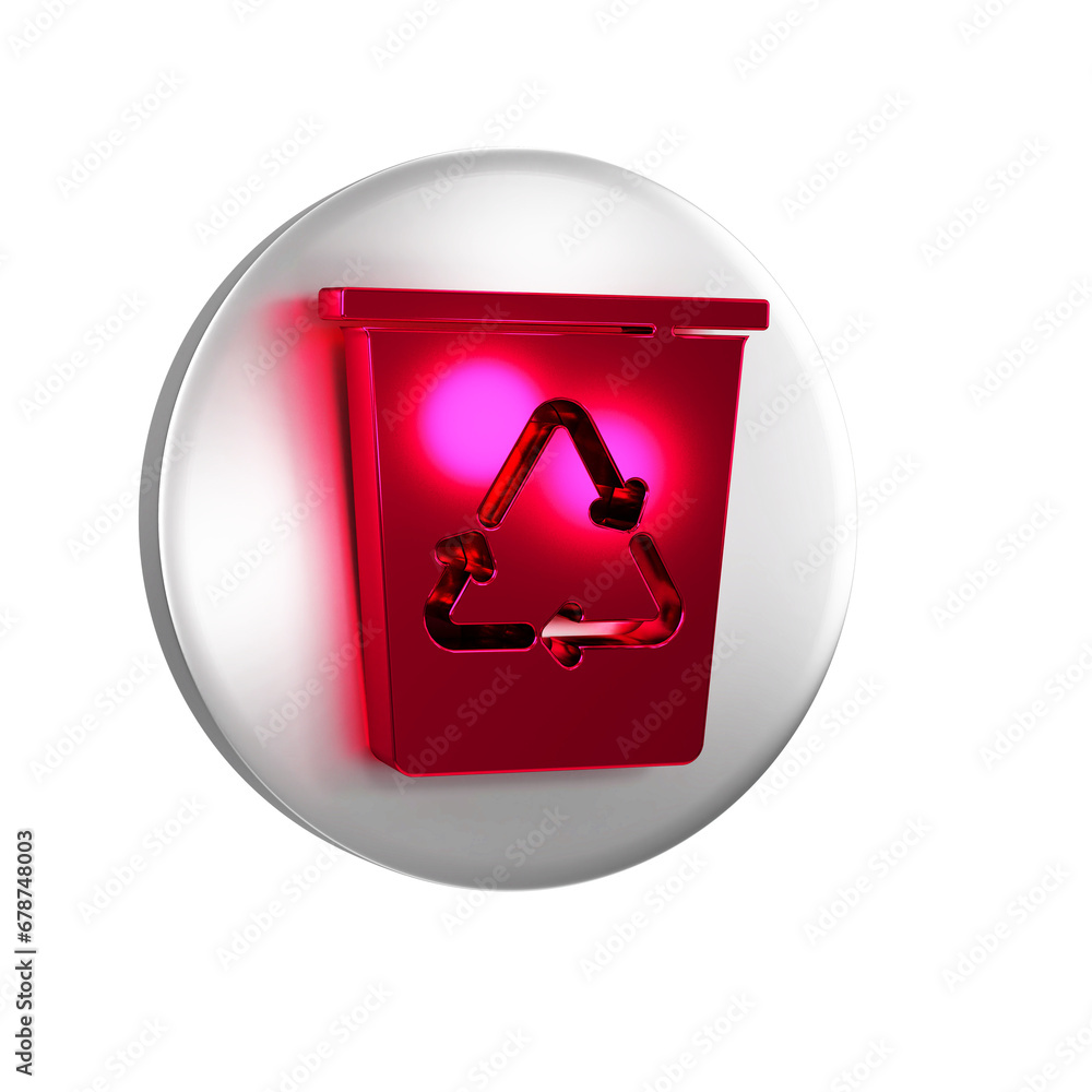 Poster red recycle bin with recycle symbol icon isolated on transparent background. trash can icon. garbage