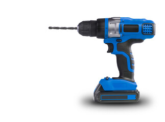 Cordless Blue power drill isolated on a white background