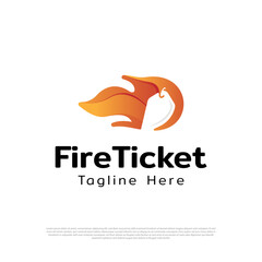 Abstract fire ticket retail logo design vector template