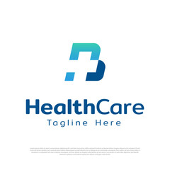 Fototapeta premium Geometric letter B health care logo design vector template