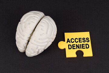 On a black surface lies a brain and a yellow puzzle with the inscription - access denied