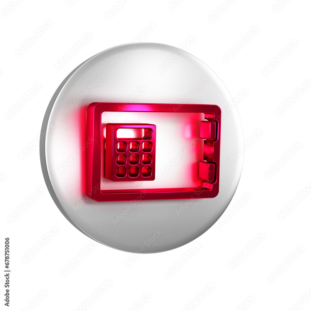 Poster red safe icon isolated on transparent background. the door safe a bank vault with a combination lock