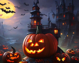 Pumpkins halloween creative ai.