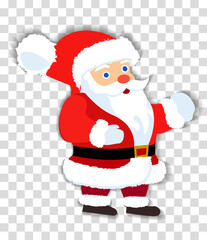 Santa claus throw up hands. vector illustration. Isolated on white background. Transparent objects used for lights and shadows drawing