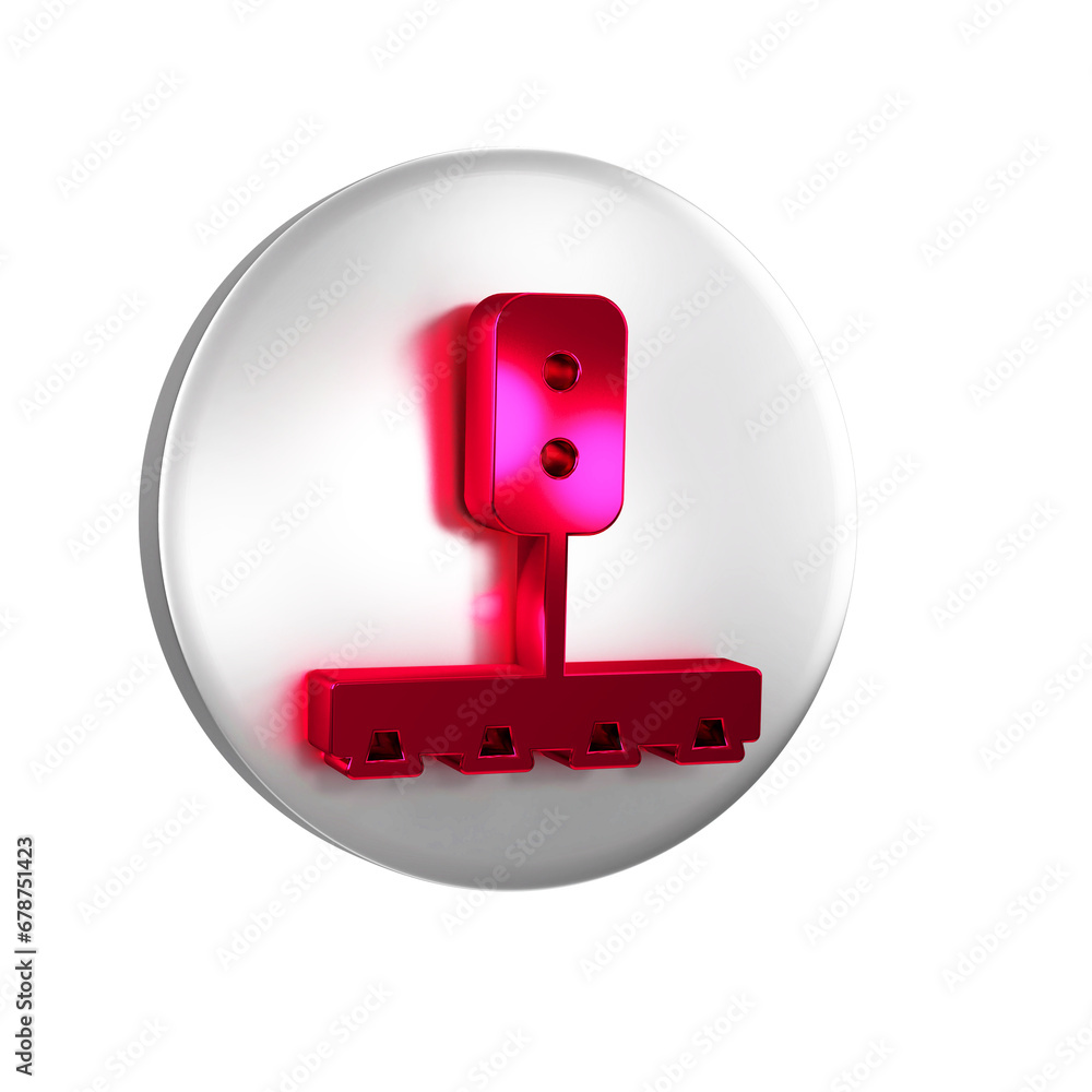 Poster red train traffic light icon isolated on transparent background. traffic lights for the railway to r