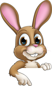 recommend clip art: Easter Bunny Rabbit Cartoon Character Peeking Sign