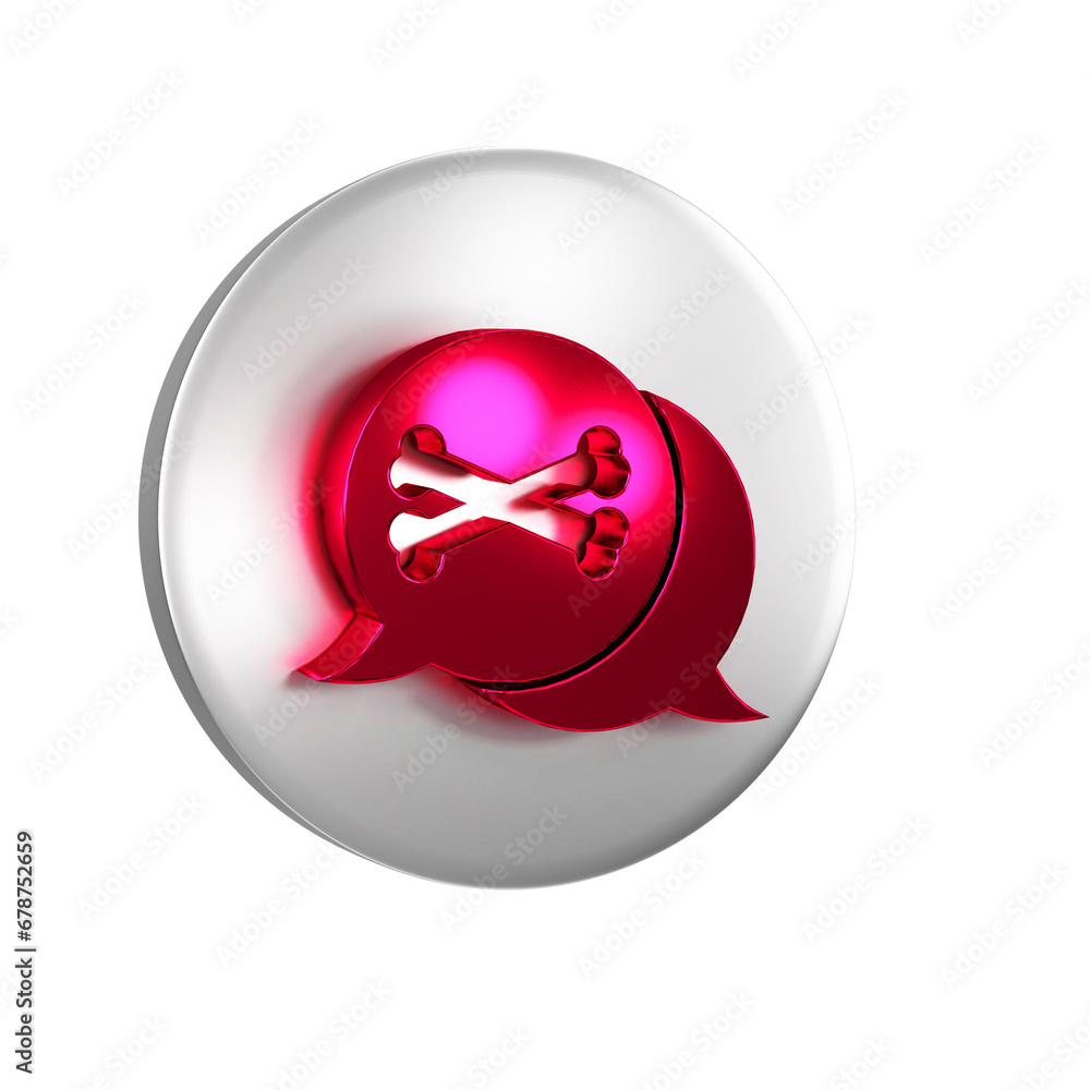 Poster red location pirate icon isolated on transparent background. silver circle button.