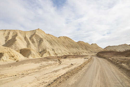 Gravel road through 20 Mule Team Canyon at Death Valley National Park, California