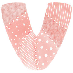 V letter in fabric patterns