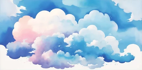 Foto op Canvas Color clouds sky. Watercolor style. AI generated illustration © vector_master