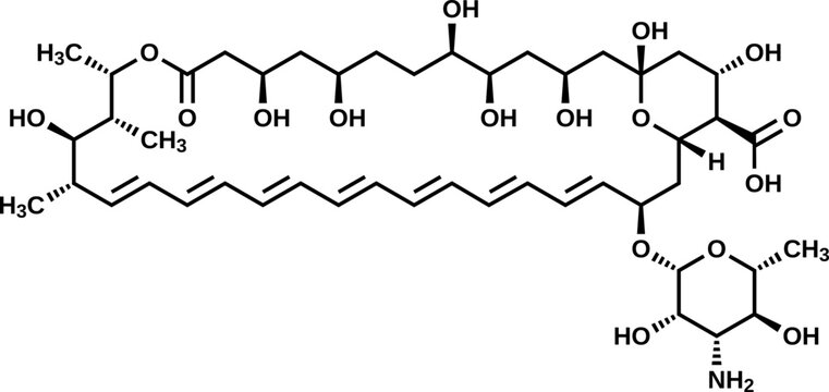 Amphotericin B structural formula, vector illustration