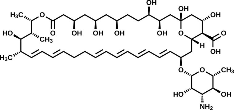 Nystatin structural formula, vector illustration