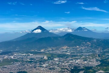 Beautiful shot of the Volcano of Guatemala under the clouds
