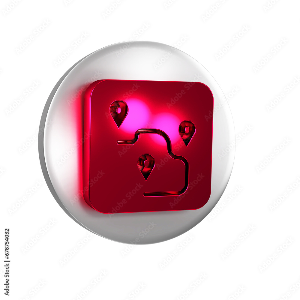 Poster red route location icon isolated on transparent background. map pointer sign. concept of path or roa