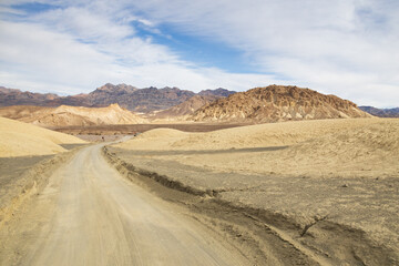 Gravel road through 20 Mule Team Canyon at Death Valley National Park, California