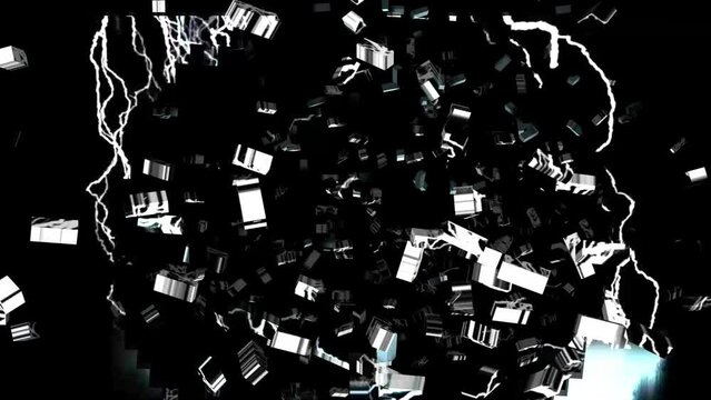 Fragments and Cubes Shattering 3D Rendering