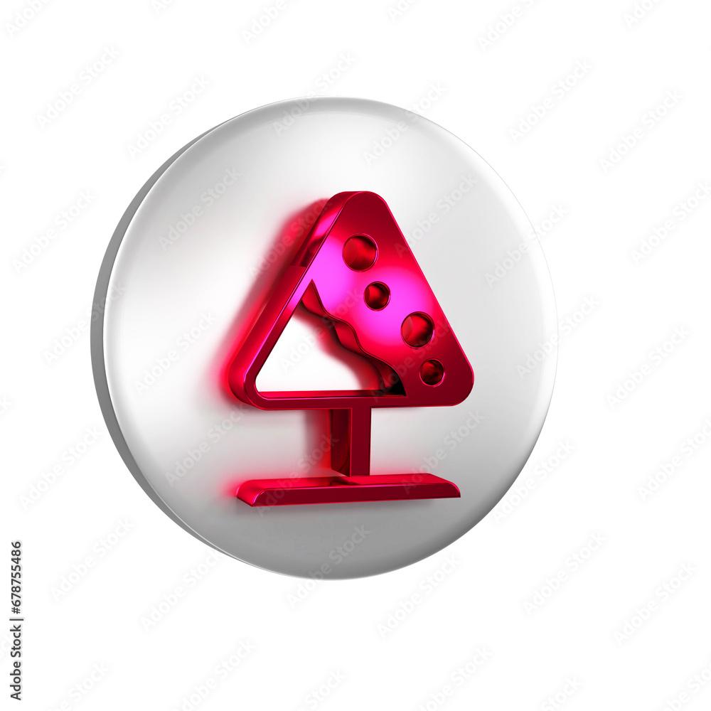 Poster red road sign avalanches icon isolated on transparent background. snowslide or snowslip rapid flow o