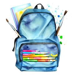 Plecak szkolny ilustracja - obrazy, fototapety, plakaty