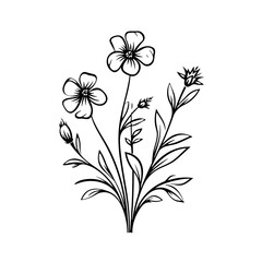 line drawing, line art png, line art prints, spring clipart, line art rose, rose clipart, floral svg, flower png, wildflower svg, flower clipart, bouquet svg, tattoo svg, line art, svg files, svg file