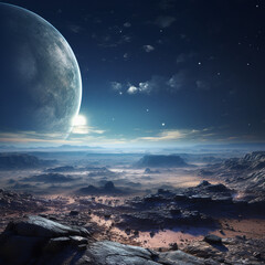 the moon over the space created with Generative Ai