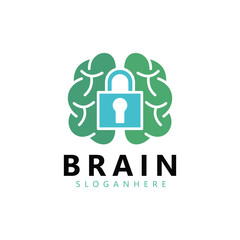 Brain and padlock logo design inspiration