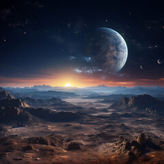 the moon over the space created with Generative Ai
