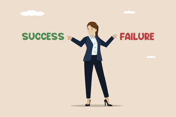 Chasing success, choosing the path of success or failure, businesswomen are confused about choosing the path of success or failure.