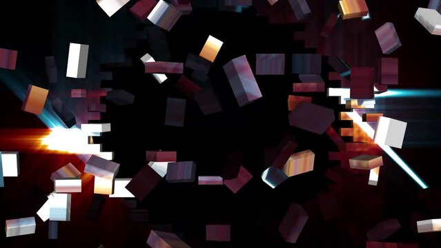 Fragments and Cubes Shattering 3D Rendering